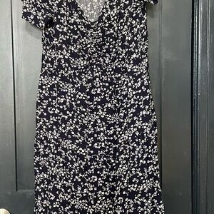 BloomChic Dark Navy and White Floral Midi Dress-Woman’s Plus Size 18